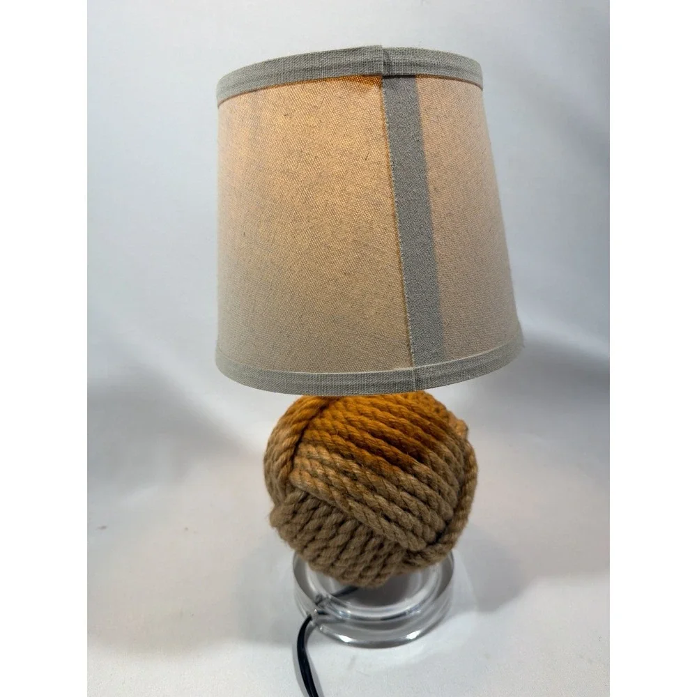 Nautical Monkey Fist Rope Knot‎ Lamp 14 Inch Coastal Beach Decor